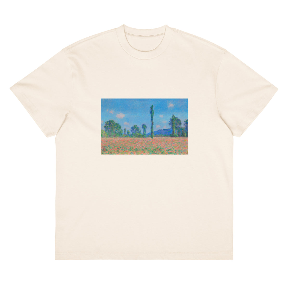 White T-shirt Poppy Field Giverny Signature