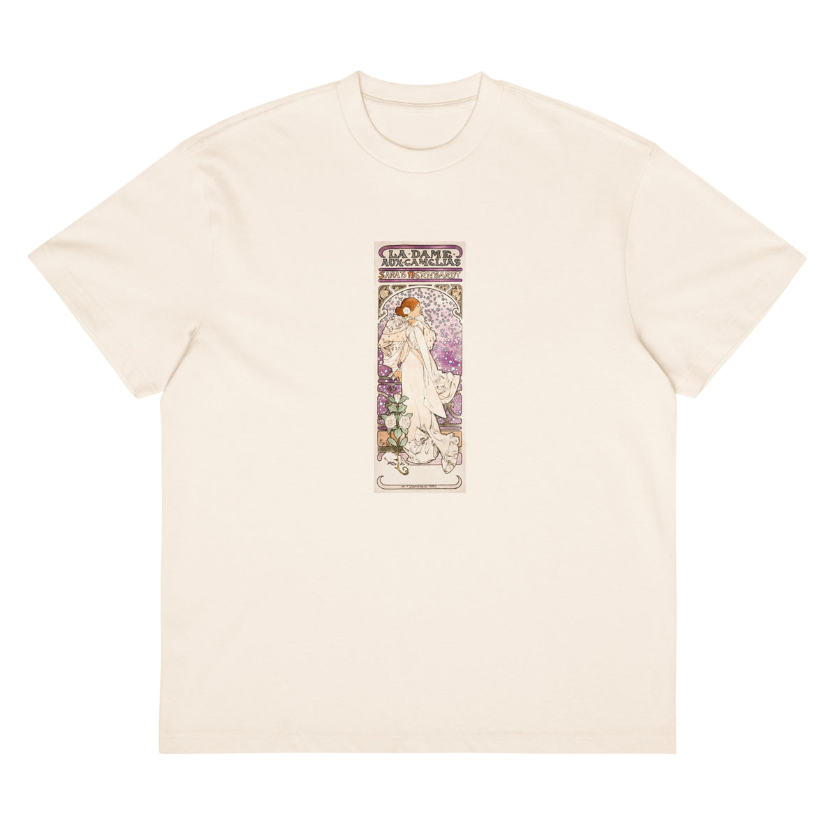 White T-shirt La Dame Aux Camelias Sarah Bernhardt Signature