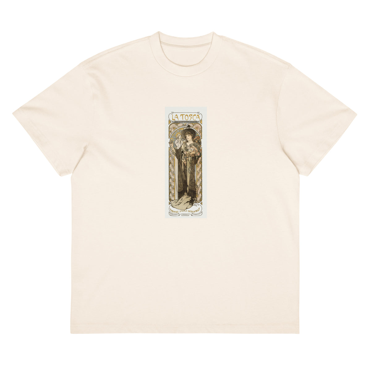 White T-shirt La Tosca Sarah Bernhardt - Alphonse Maria Mucha 1869 Signature
