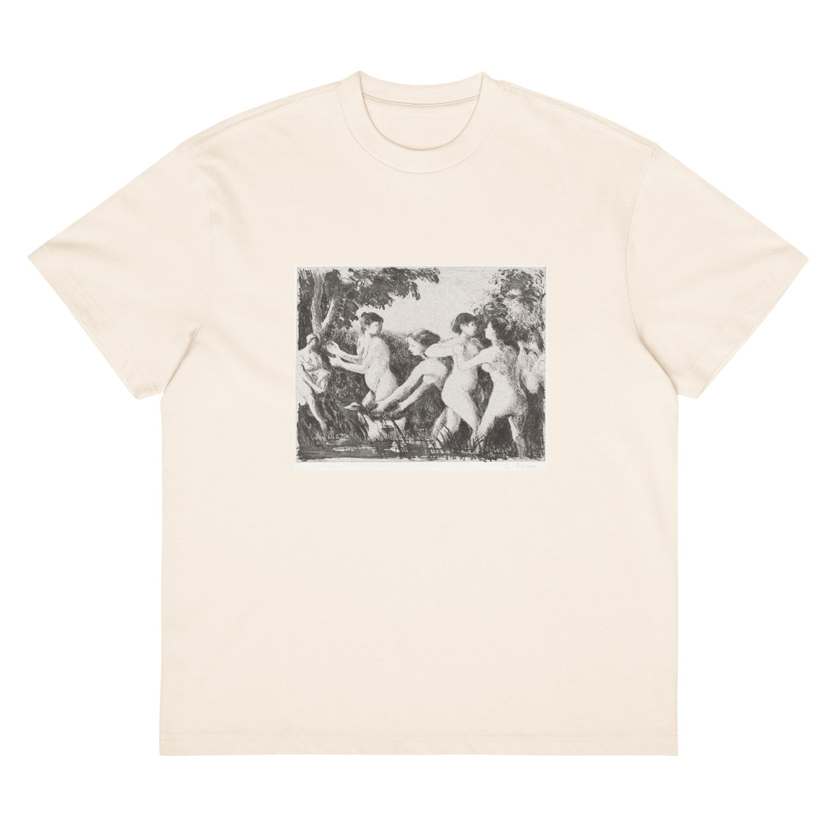 White T-shirt Bathers Wrestling Signature