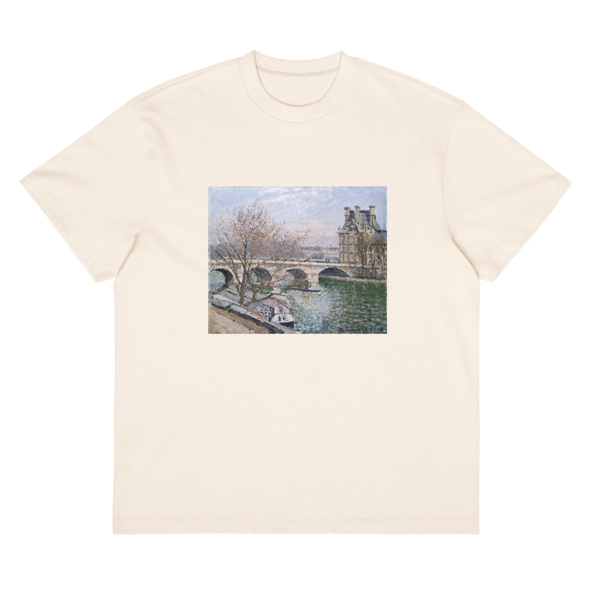 White T-shirt The Pont Royal And The Pavillon De Flore Signature