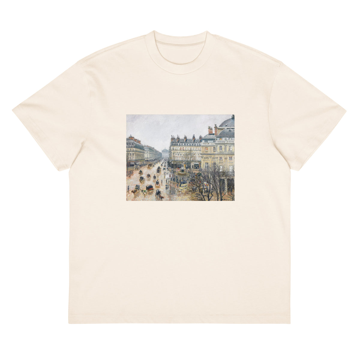 White T-shirt French Theater Square Paris Painting In High Resolution Signature