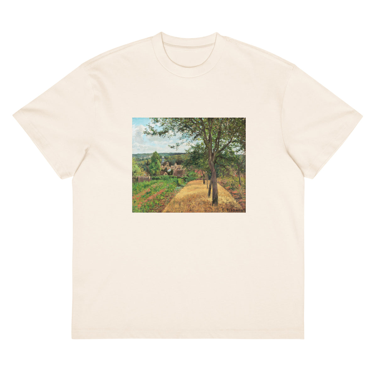 White T-shirt Orchards At Louveciennes Painting In High Resolution Signature