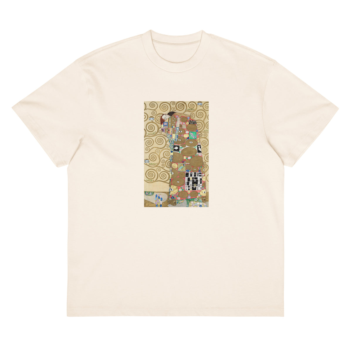White T-shirt Gustav Klimt Fulfillment Famous Painting Signature