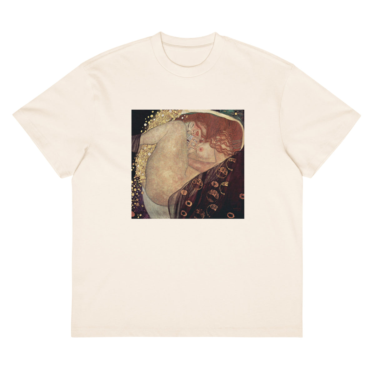 White T-shirt Gustav Klimt Danae Famous Painting Signature