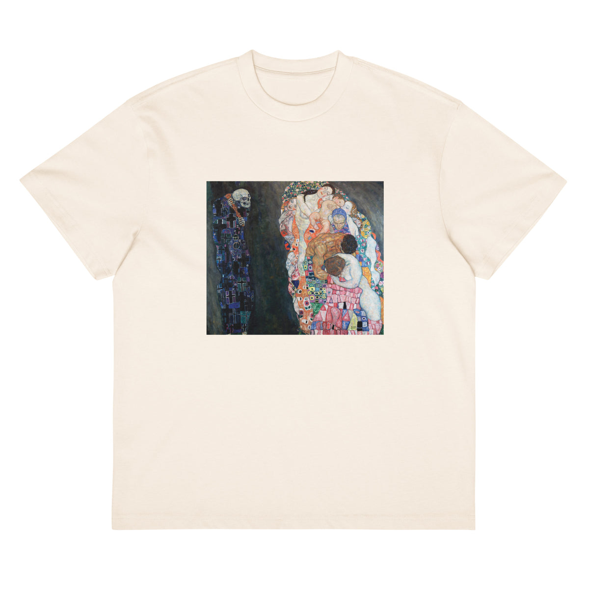 White T-shirt Gustav Klimt Death And Life Famous Painting Signature