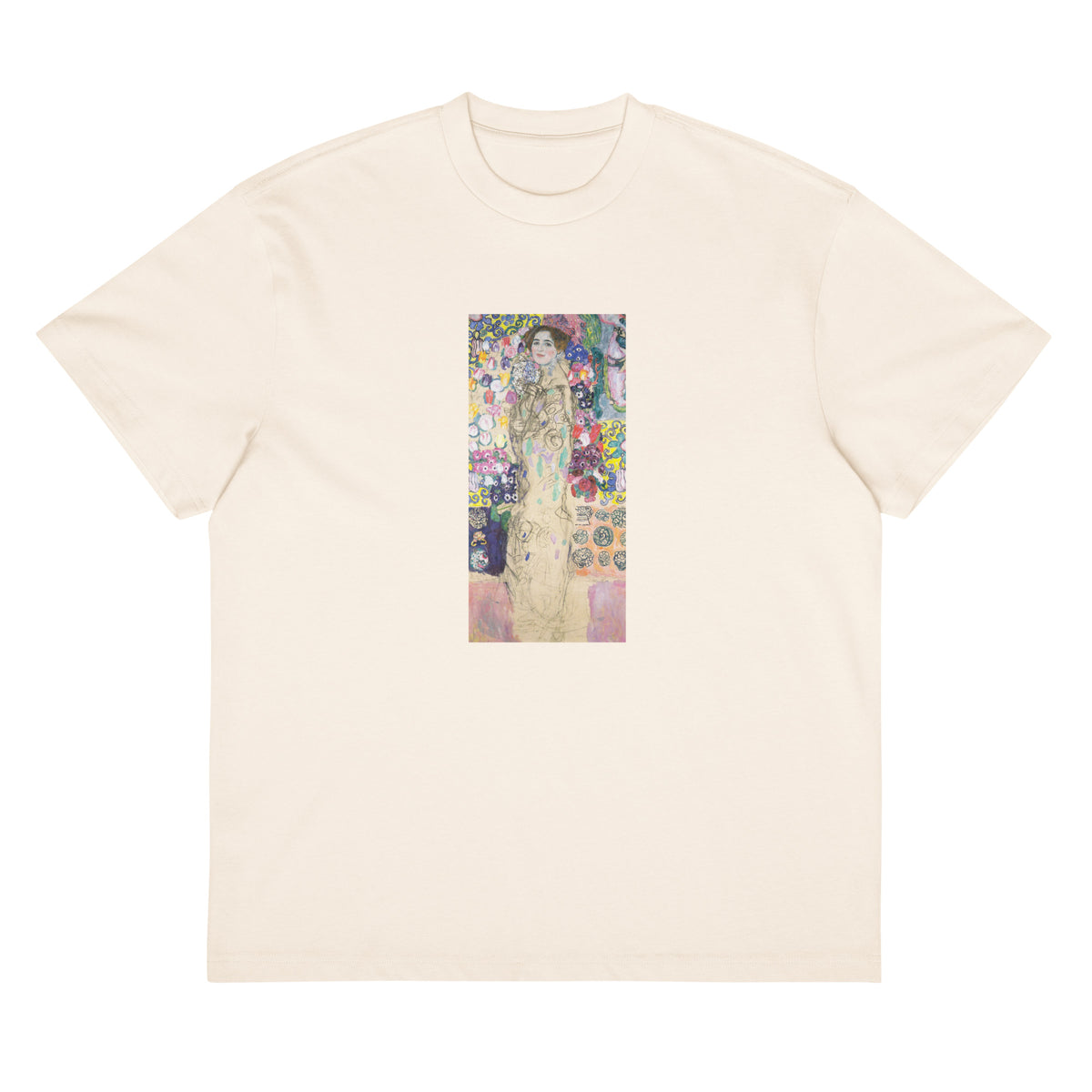 White T-shirt Gustav Klimt Portrait Of Maria Munk Famous Painting Signature