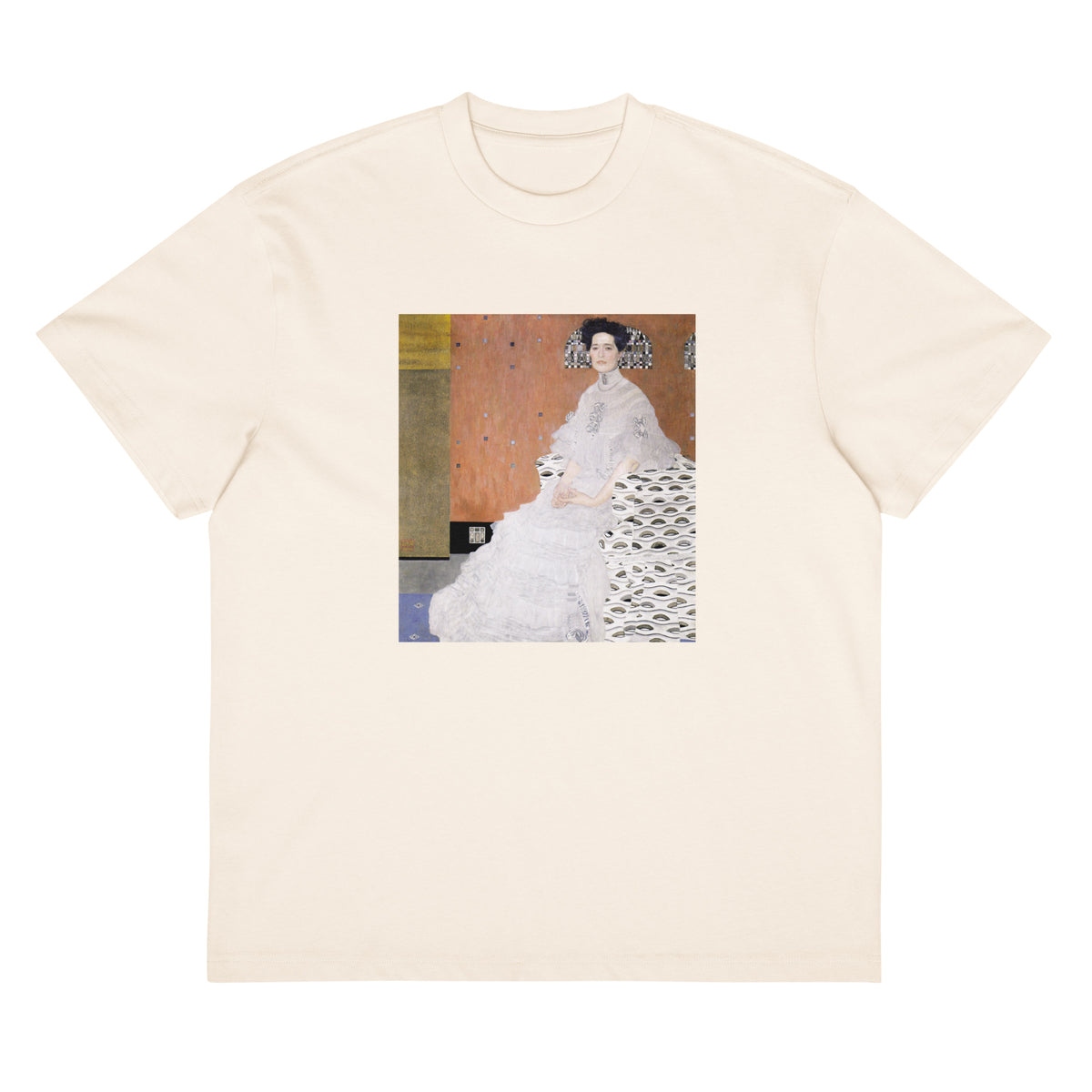 White T-shirt Gustav Klimt Bildnis Fritza Riedler Famous Painting Signature