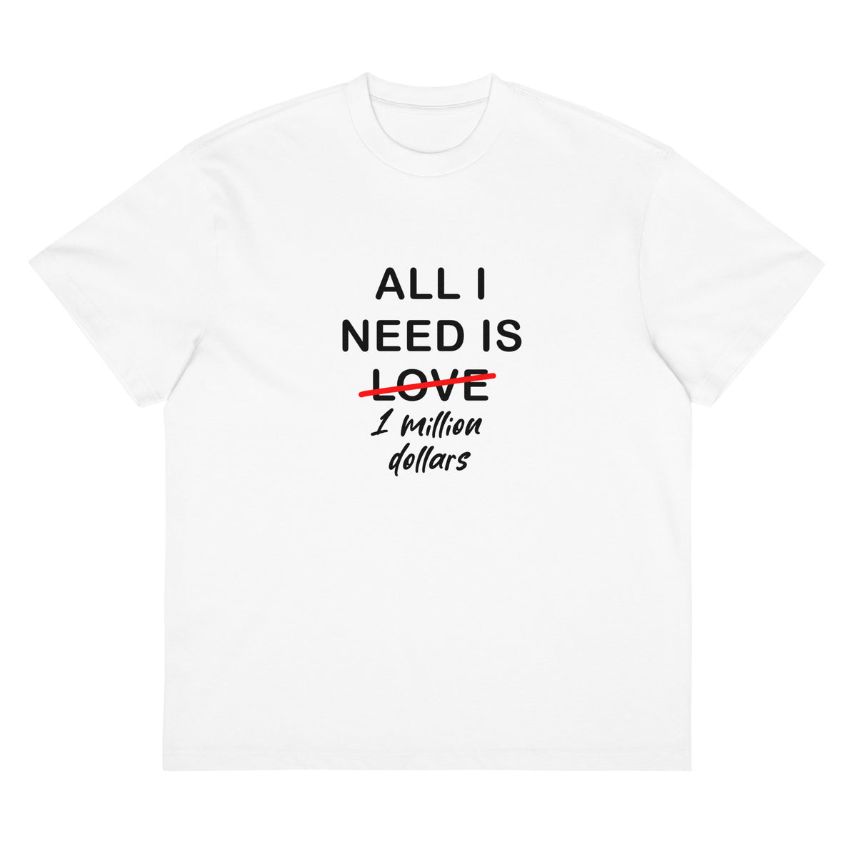 White T-shirt All I Need Is 1 Million Dollars Signature