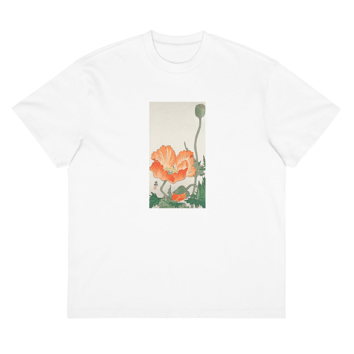 White T-shirt Birds And Plants - Ohara Koson 1900 Signature