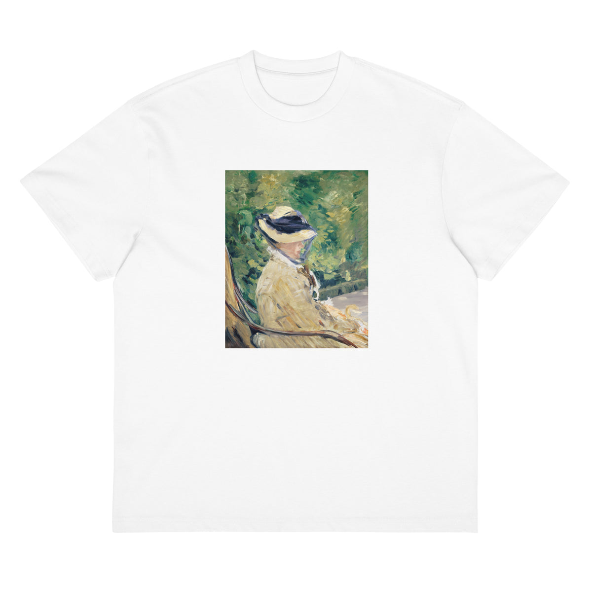 White T-shirt Madame Manet Suzanne Leenhoff 1830 1906 At Bellevue Painting In High Resolution Signature