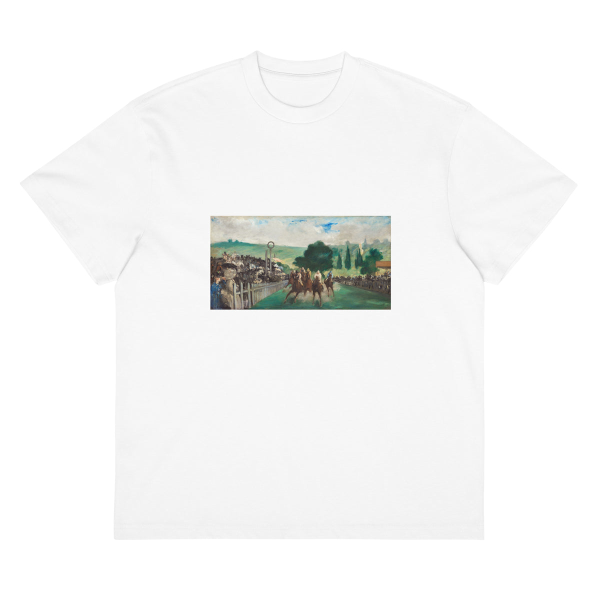 White T-shirt The Races At Longchamp Painting In High Resolution Signature