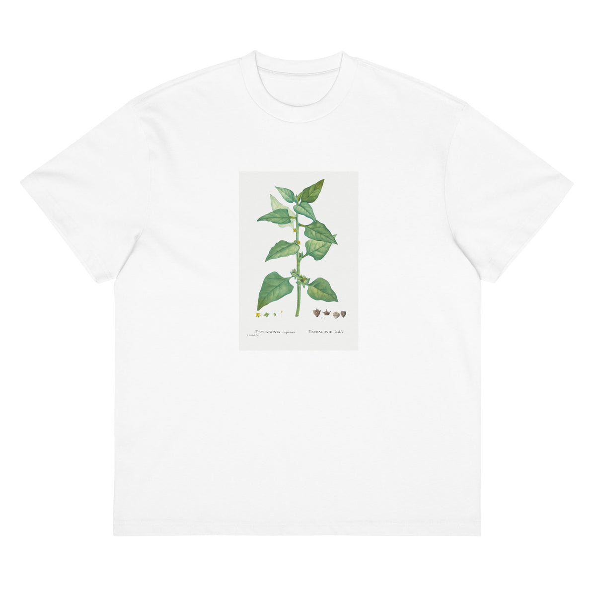 White T-shirt Tetragonia Expansa New Zealand Spinach Signature