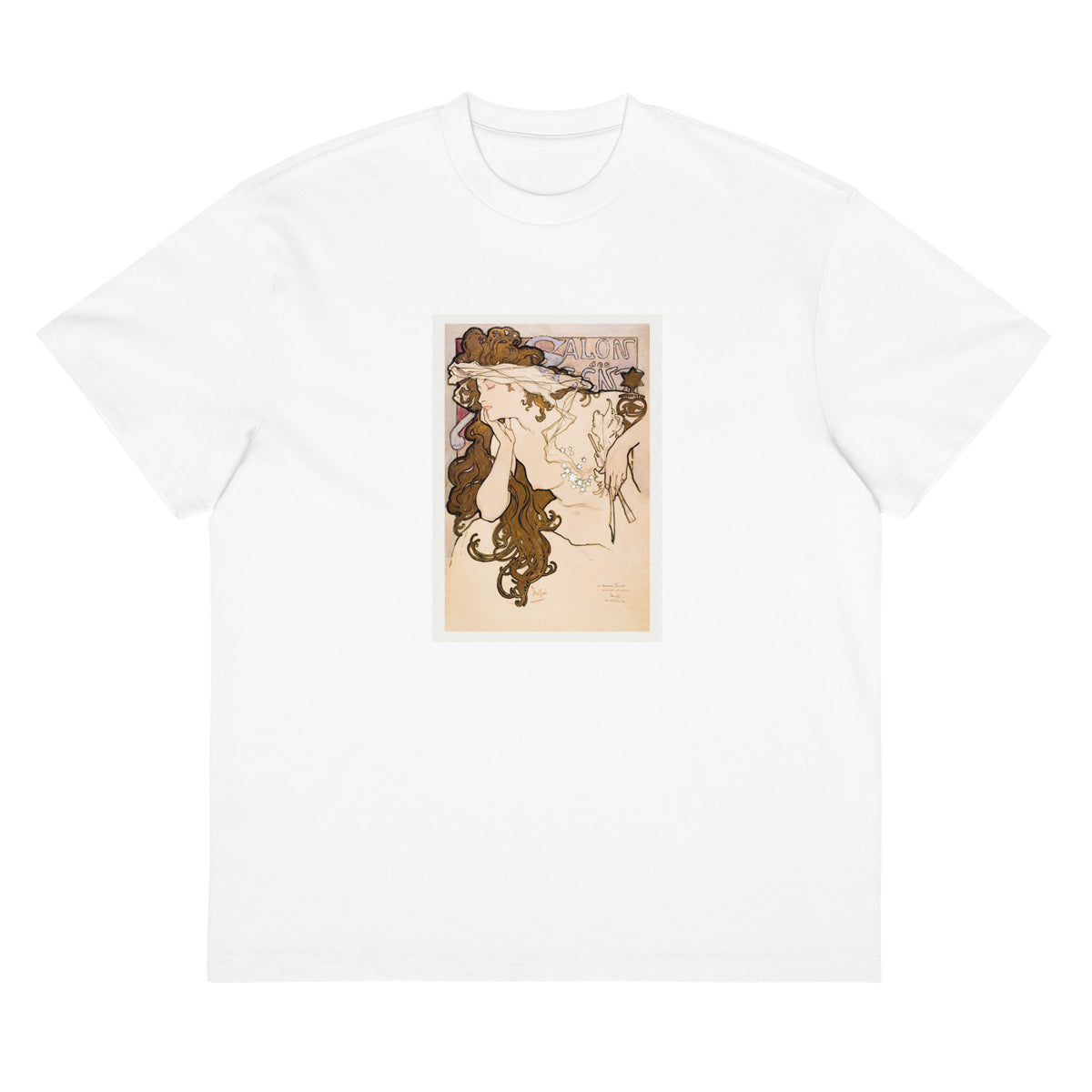 White T-shirt Salon Des Cent Poster Signature