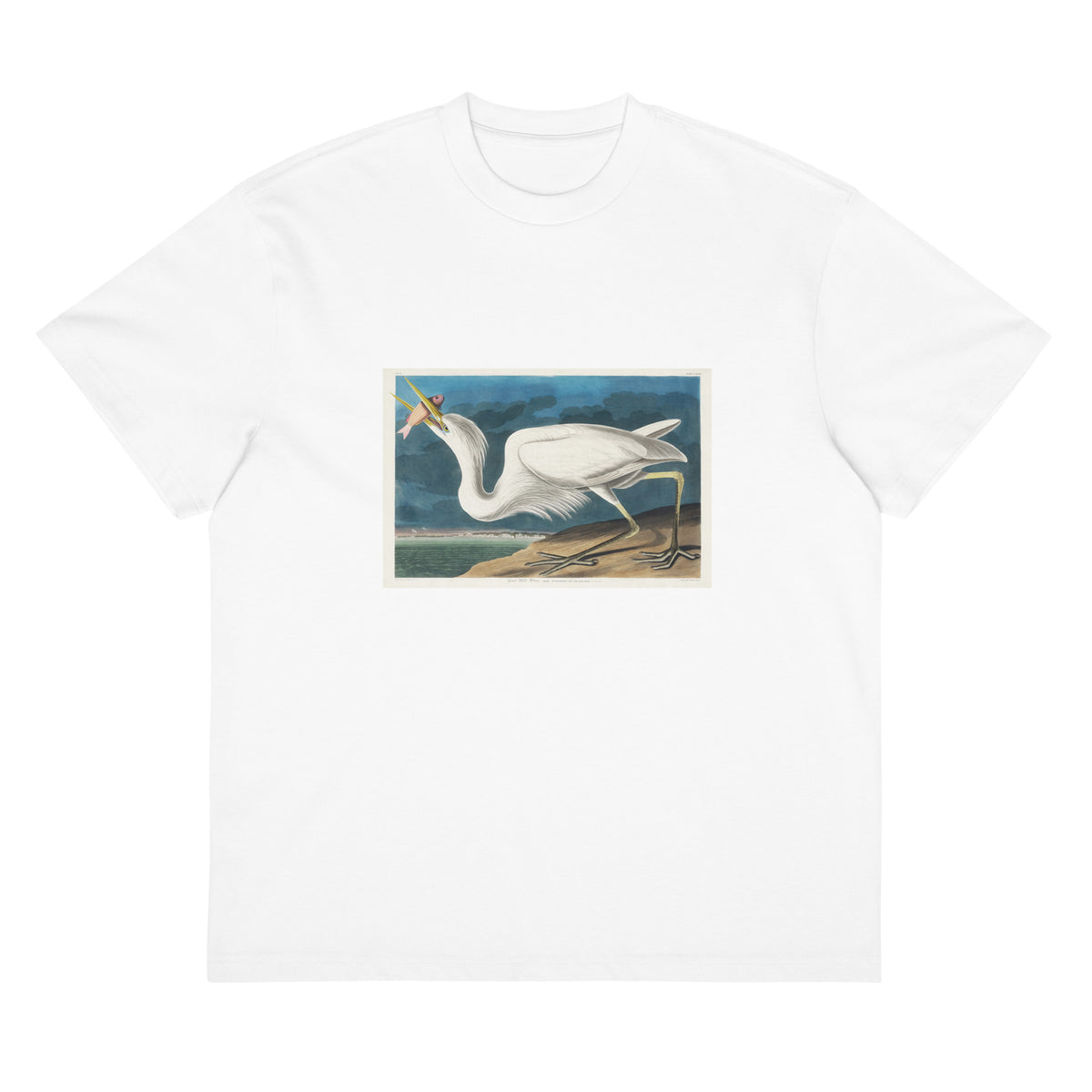 White T-shirt Great White Heron Signature