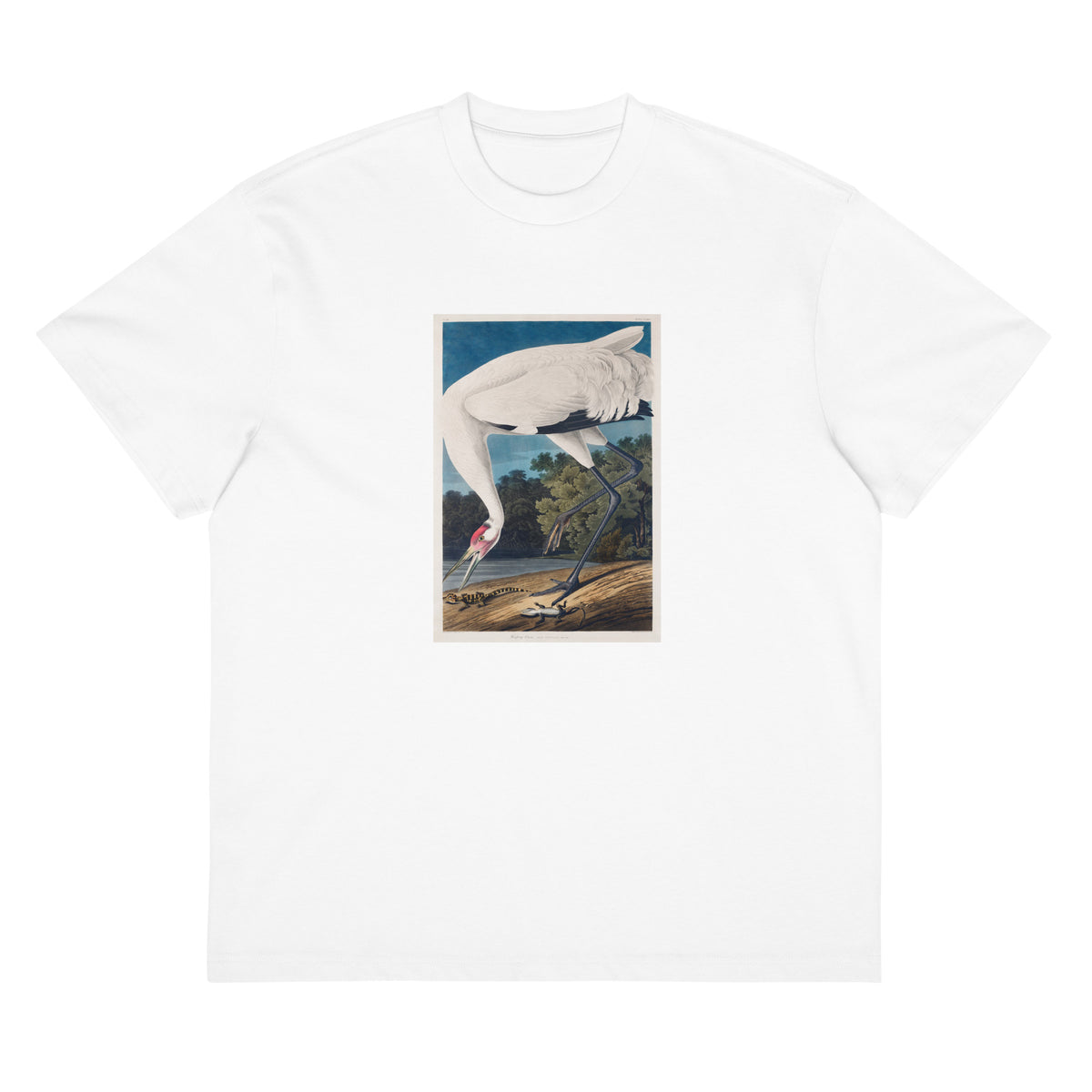 White T-shirt Hooping Crane Signature