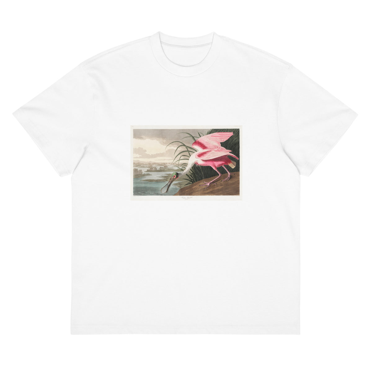 White T-shirt Roseate Spoonbill Signature