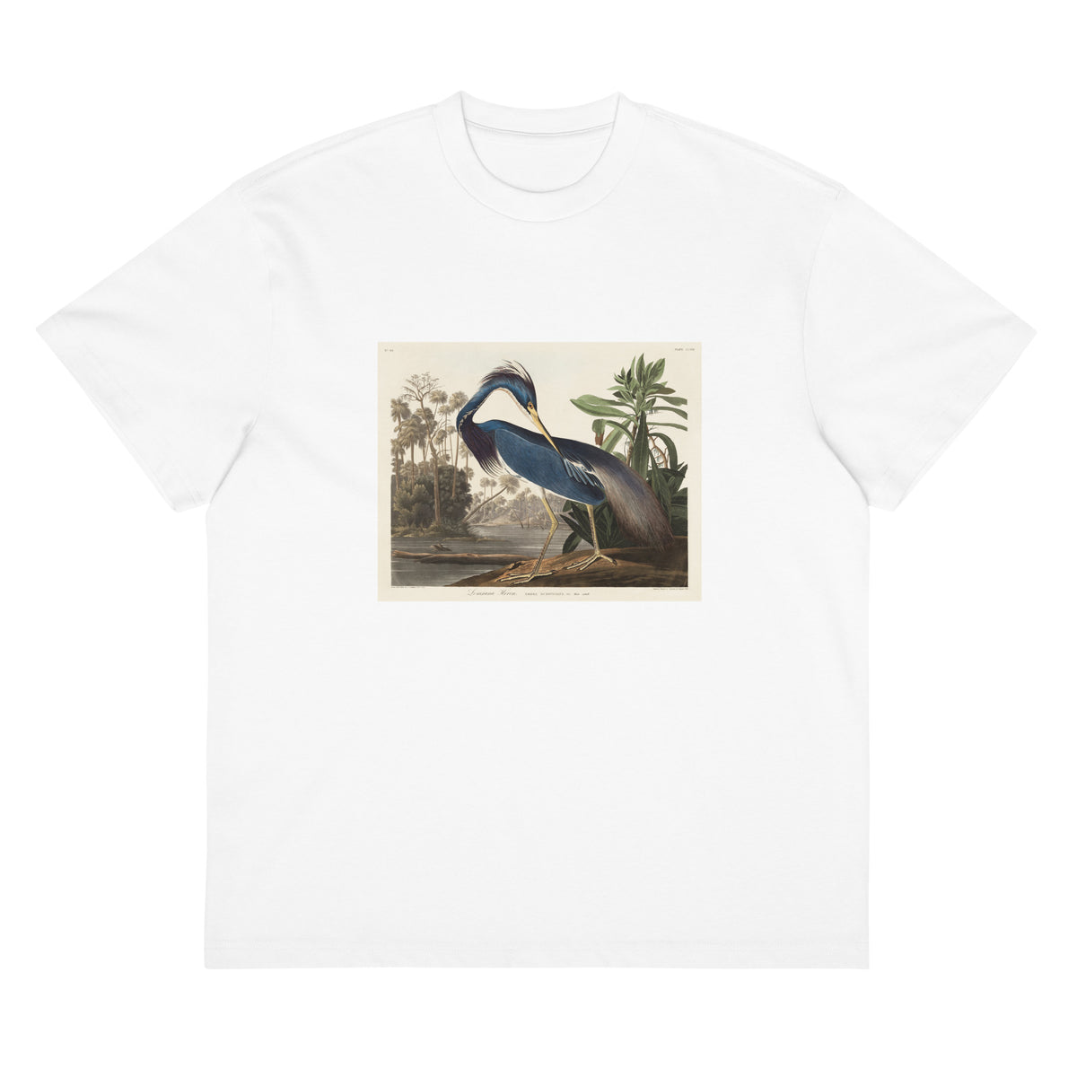 White T-shirt Louisiana Heron Signature