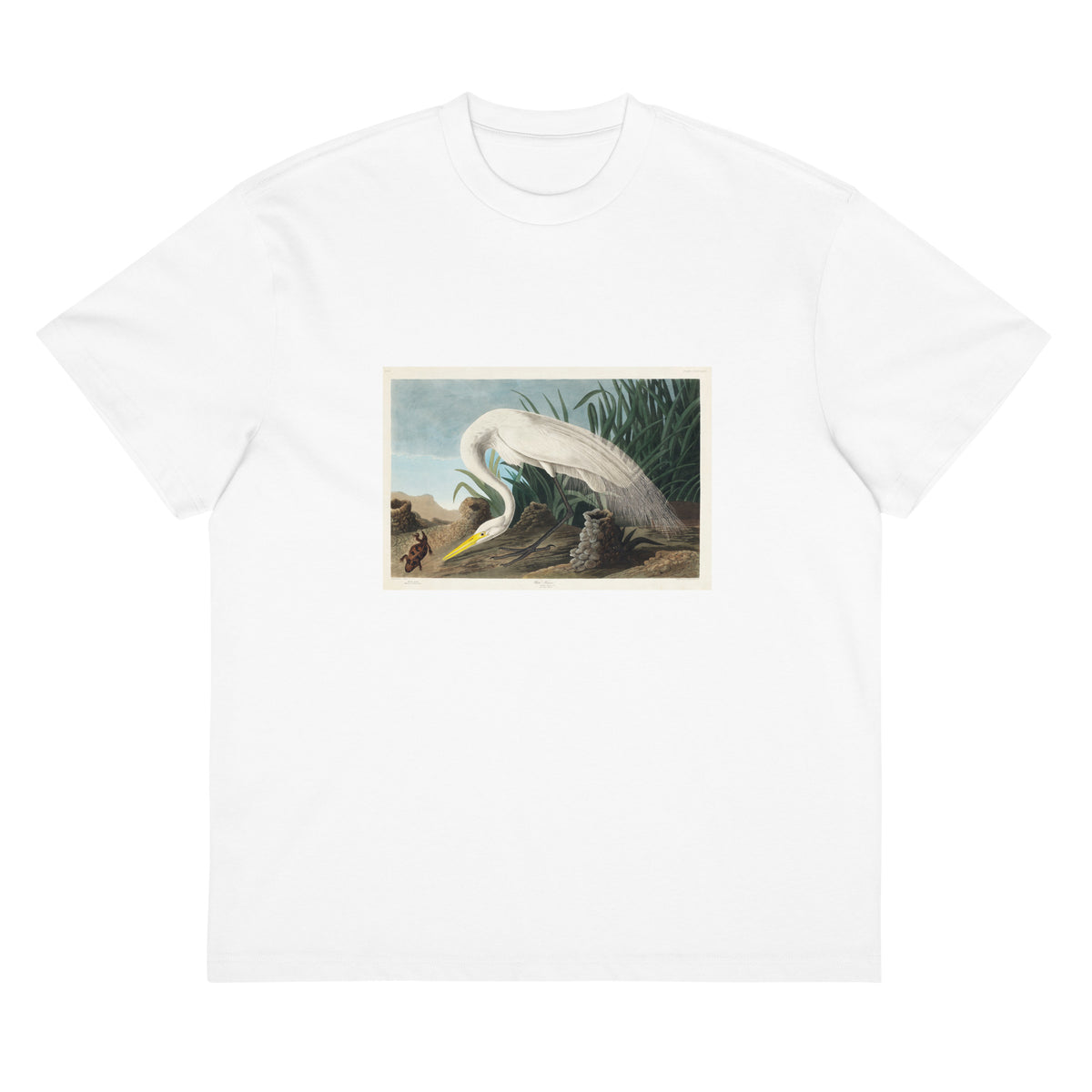 White T-shirt White Heron Signature