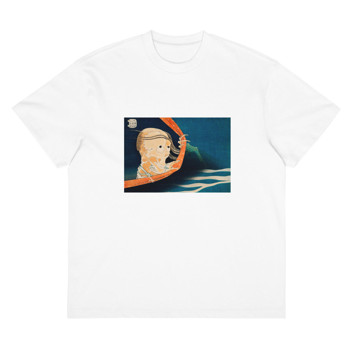 White T-shirt Kohala Koheiji - Katsushika Hokusai 1760 Signature