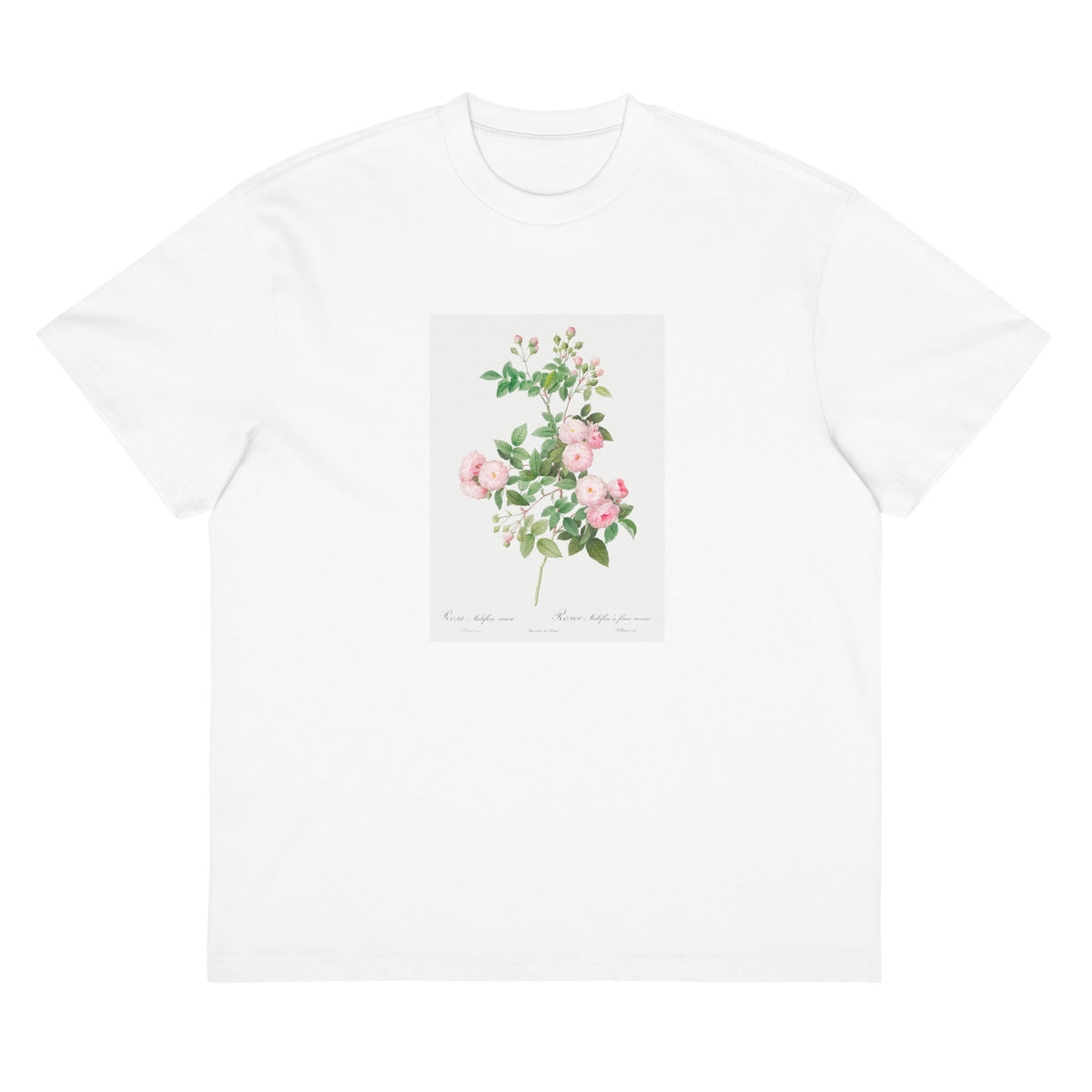 White T-shirt Flesh-Pink Multiflora Rosa Multiflora Carnea Signature