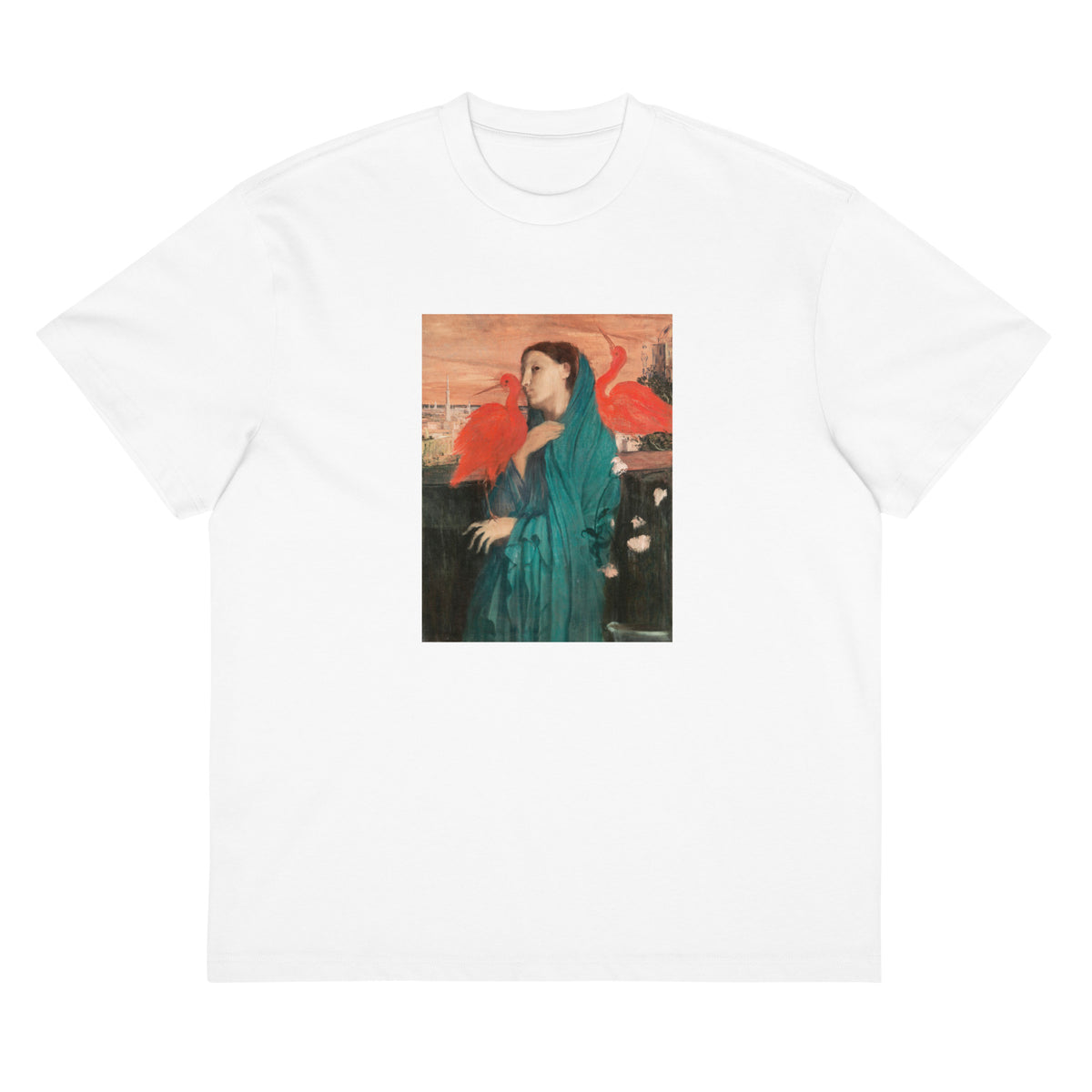 White T-shirt Young Woman With Ibis Painting In High Resolution Signature