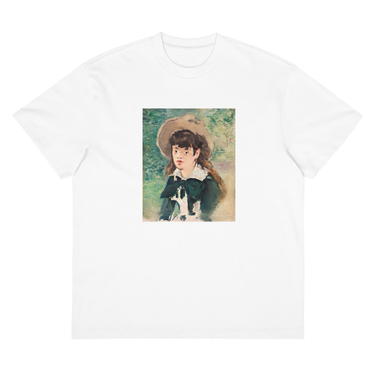 White T-shirt Young Girl On A Bench Fillette Sur Un Banc Painting In High Resolution Signature