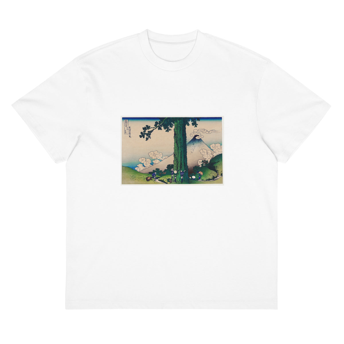 White T-shirt Mishima Pass In Kai Province - Katsushika Hokusai 1760 Signature