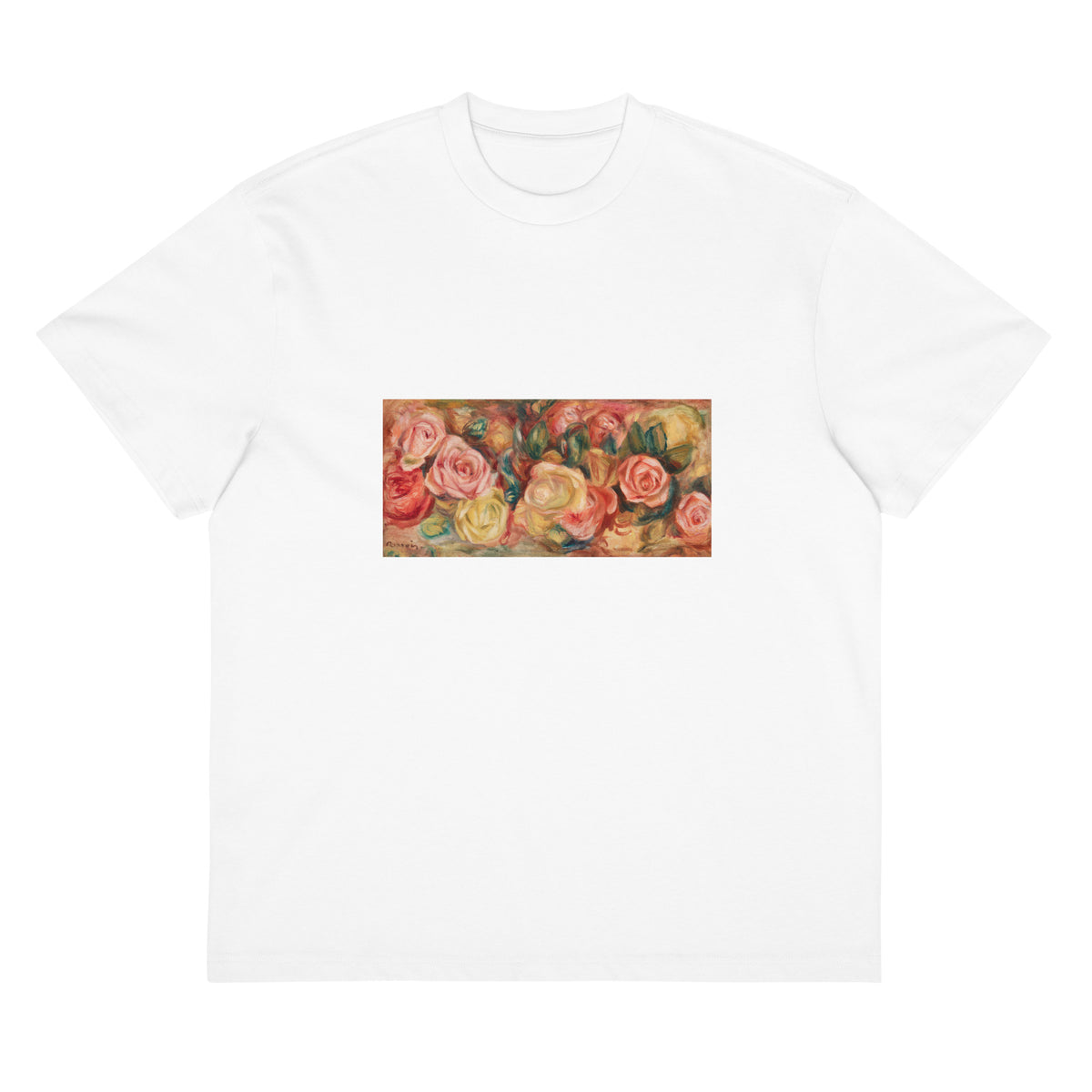 White T-shirt Roses Renoir Signature