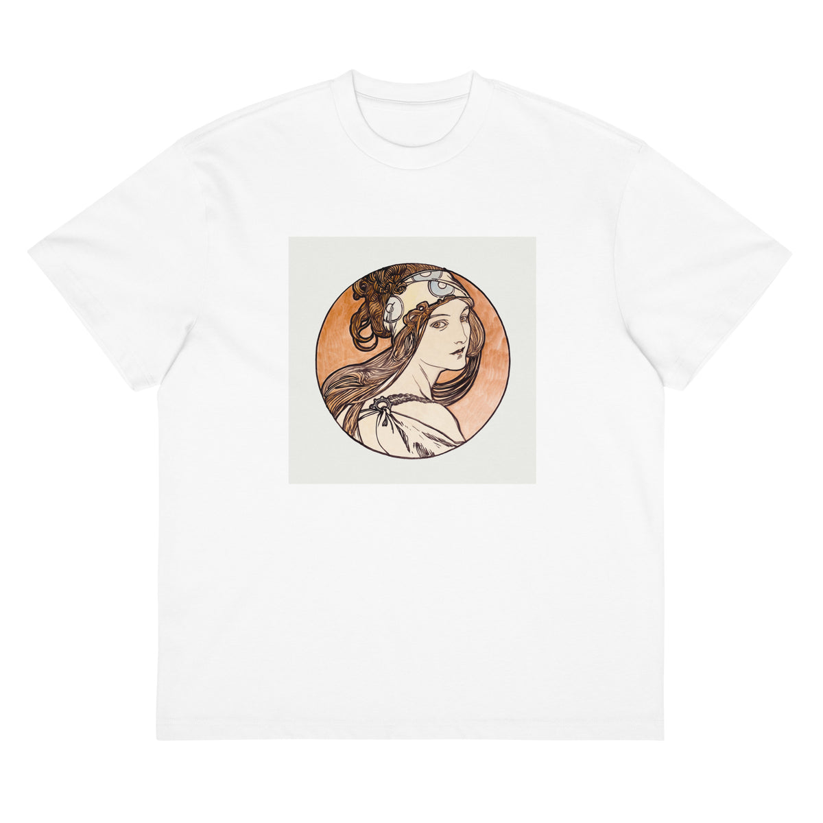White T-shirt Stained Glass Fouquet Mucha I Signature
