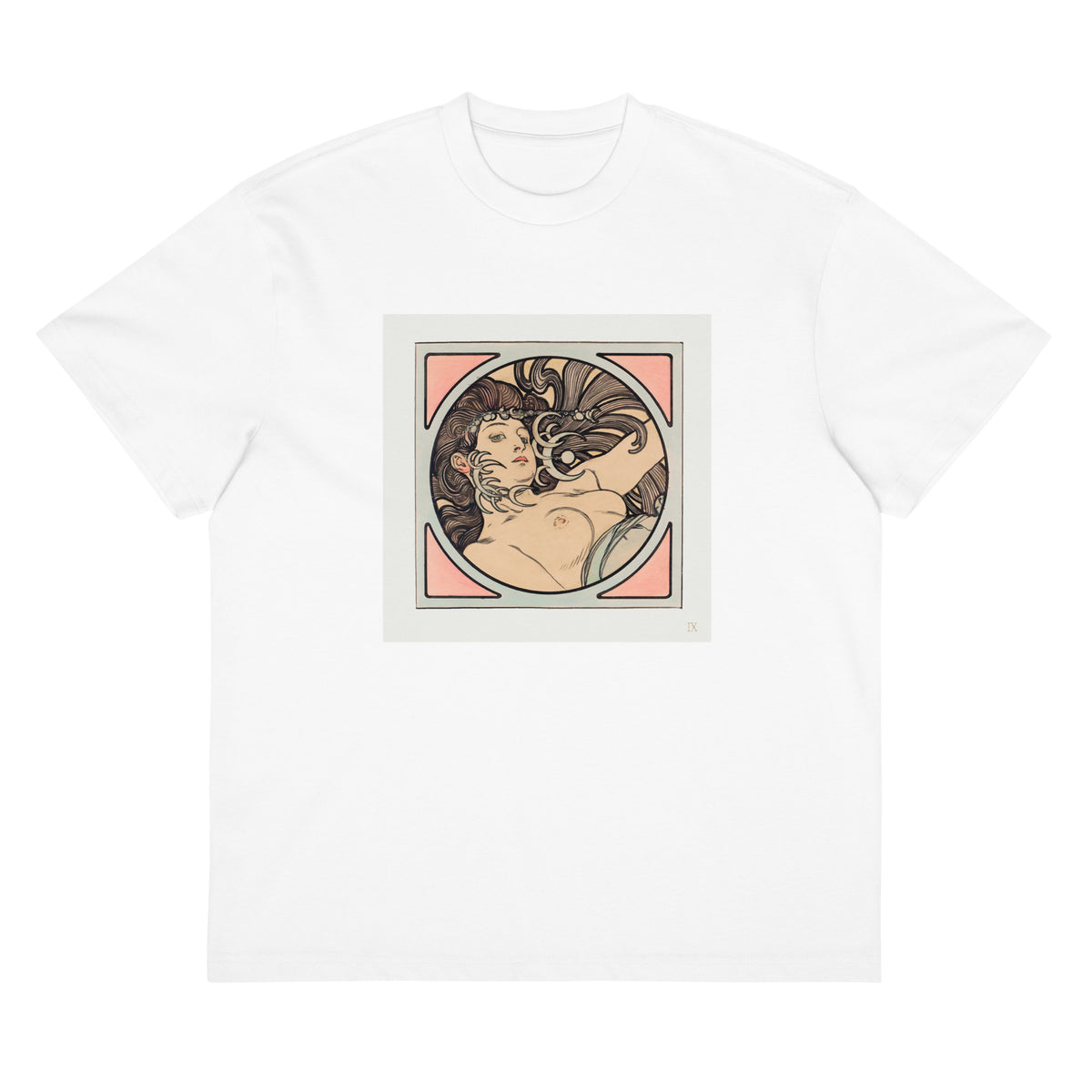 White T-shirt Stained Glass Fouquet Mucha II Signature