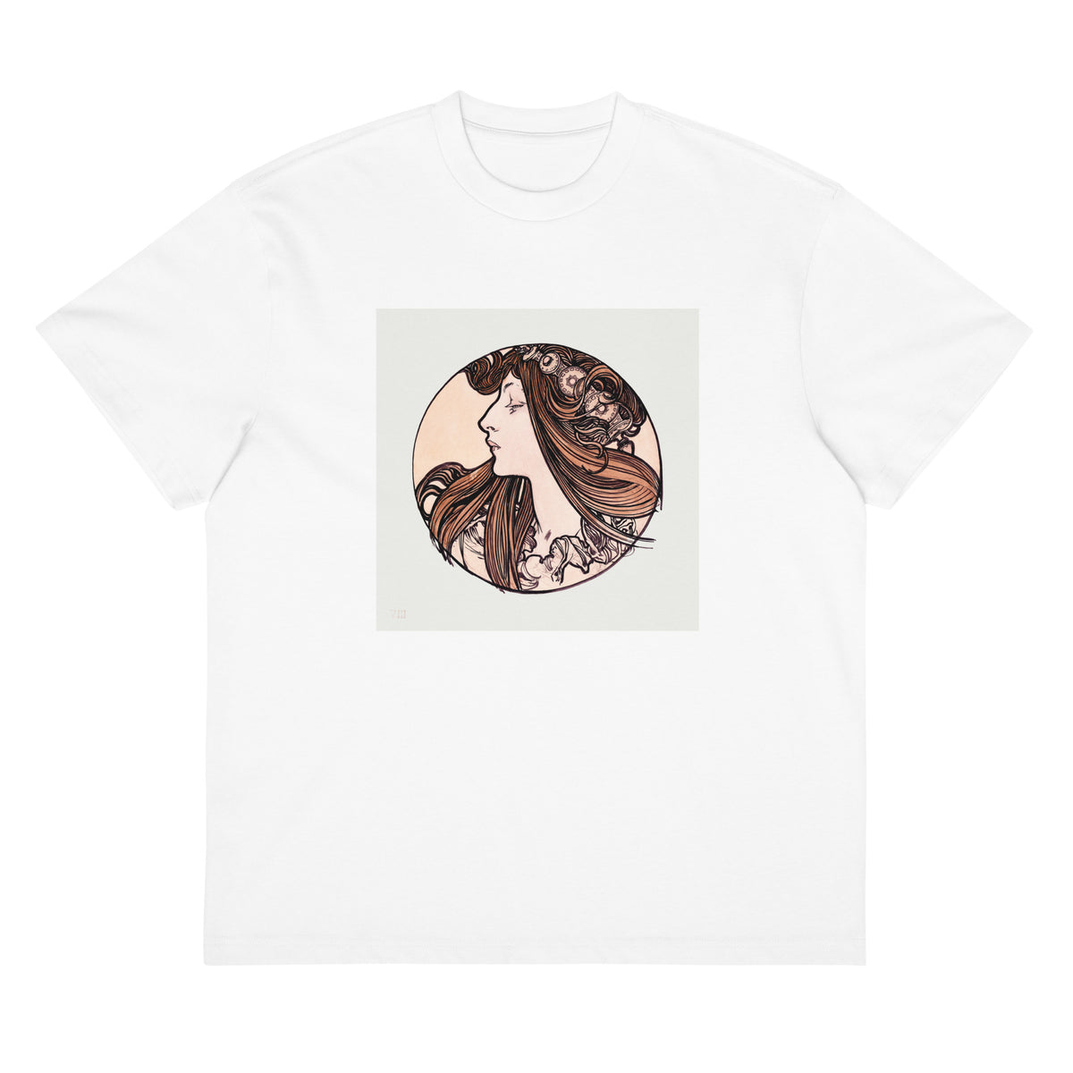 White T-shirt Stained Glass Fouquet Mucha III Signature