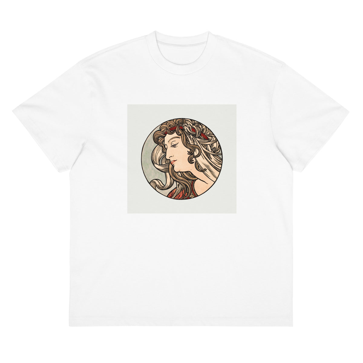 White T-shirt Stained Glass Fouquet Mucha V Signature