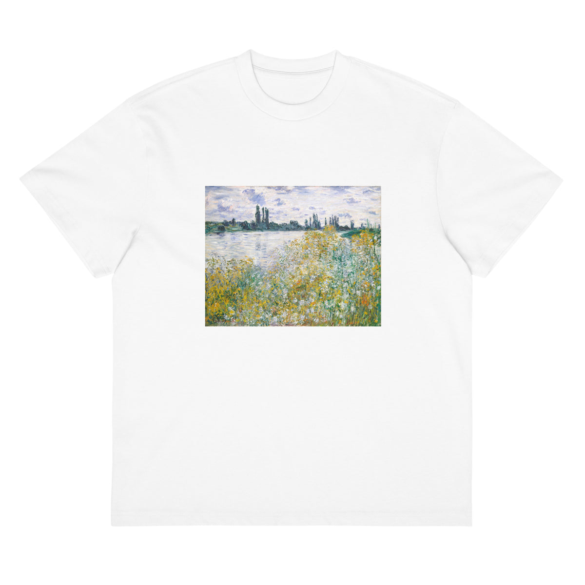 White T-shirt Icirc Le Aux Fleurs Near Vetheuil Signature
