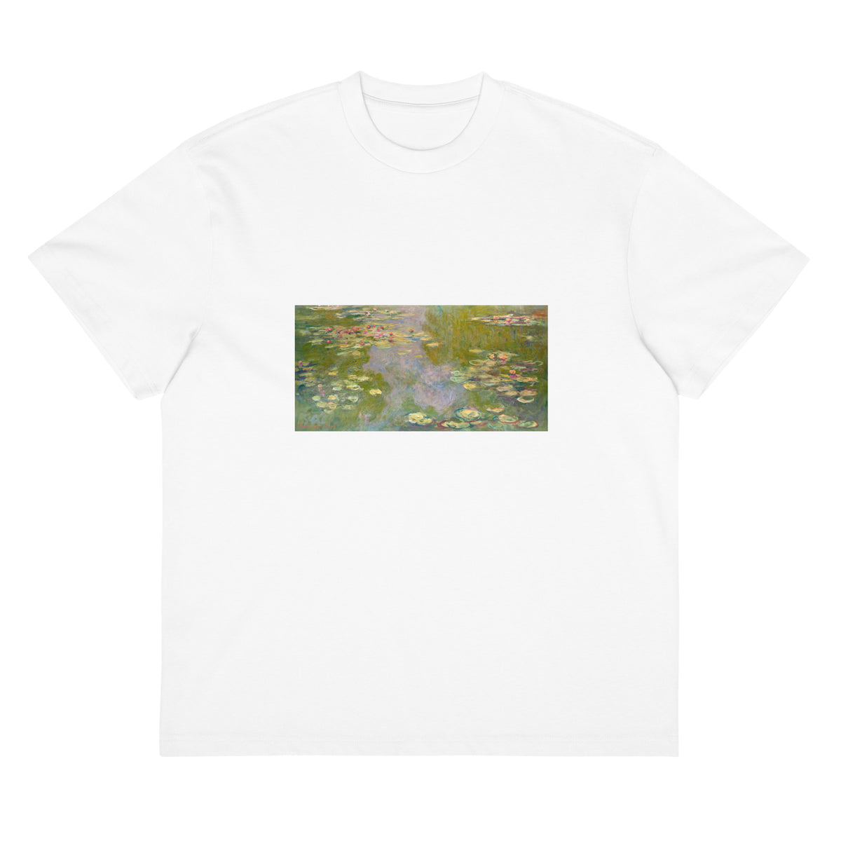 White T-shirt Water Lilies Signature