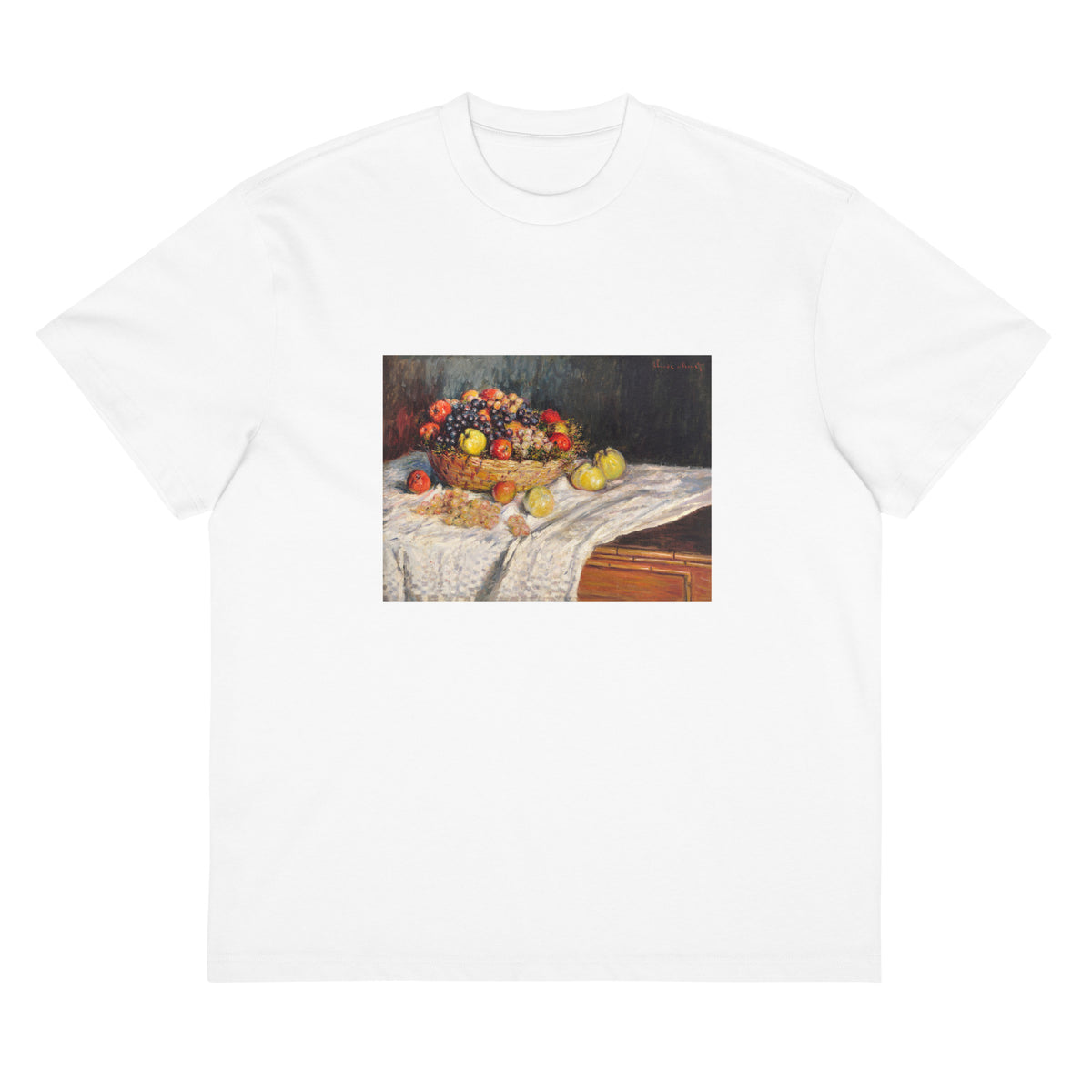 White T-shirt Apples And Grapes Signature