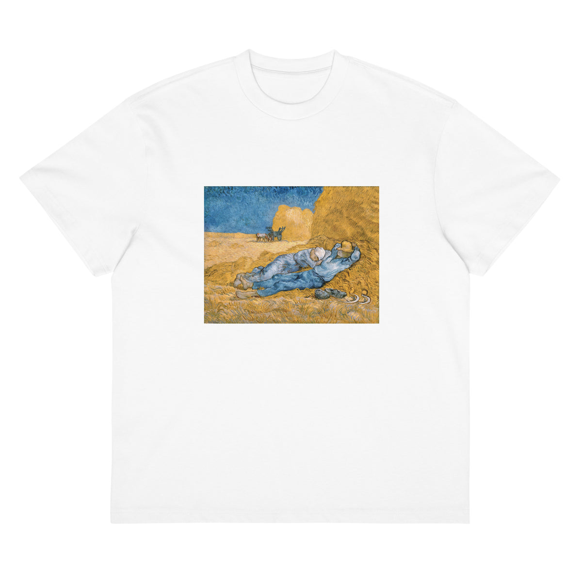 White T-shirt Vincent Van Gogh S The Siesta Famous Painting Signature