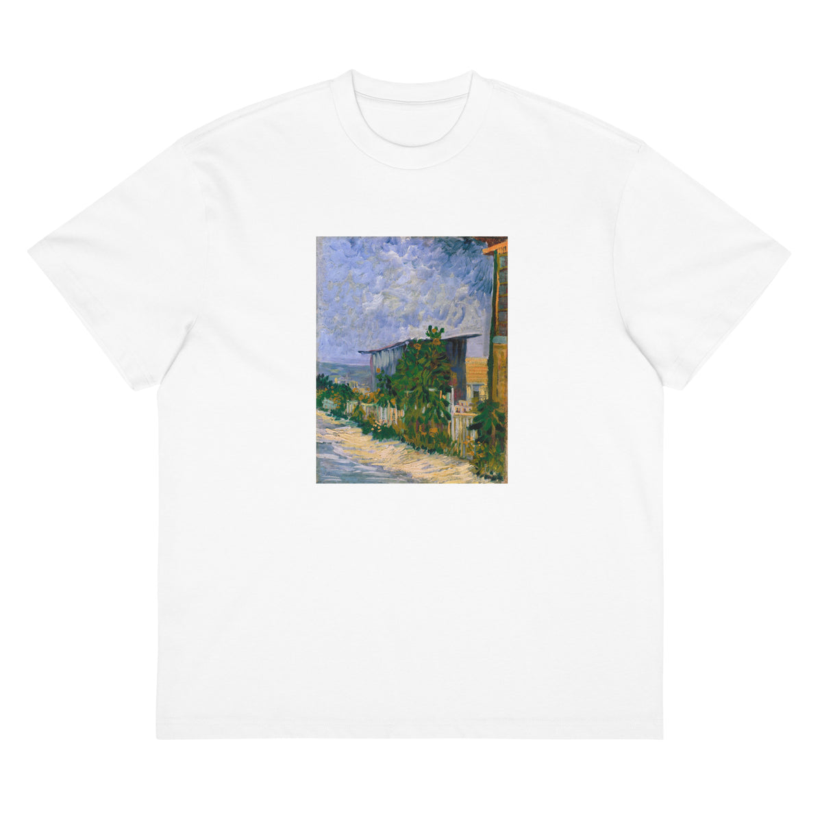 White T-shirt Vincent Van Gogh S Shelter On Montmartre Famous Painting Signature