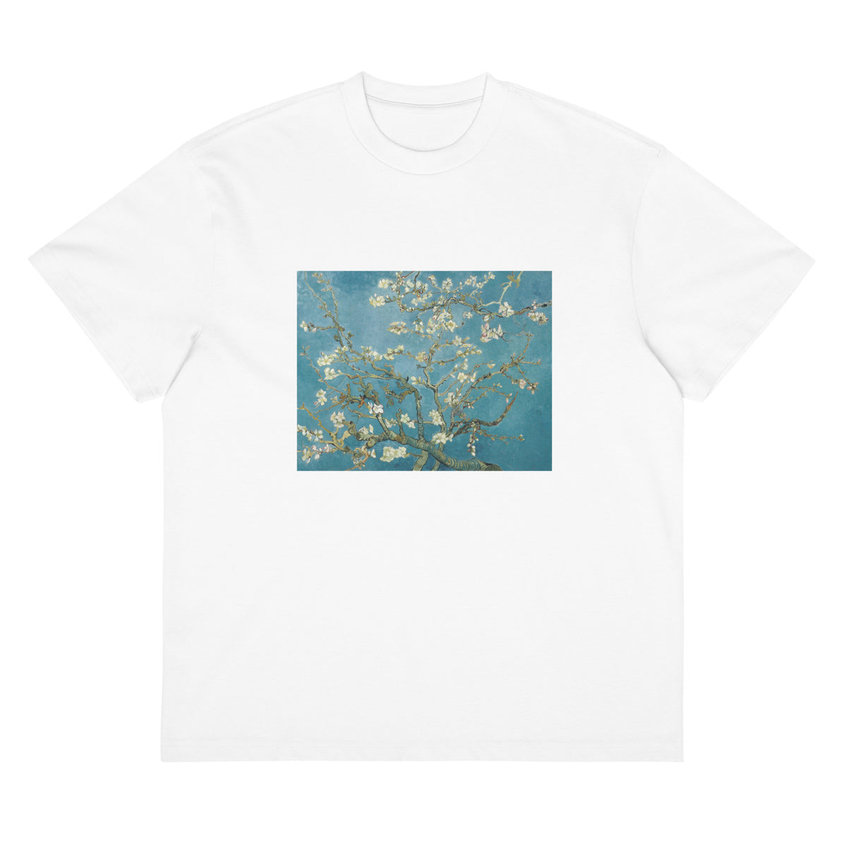 White T-shirt Vincent Van Gogh S Almond Blossom Famous Painting Signature