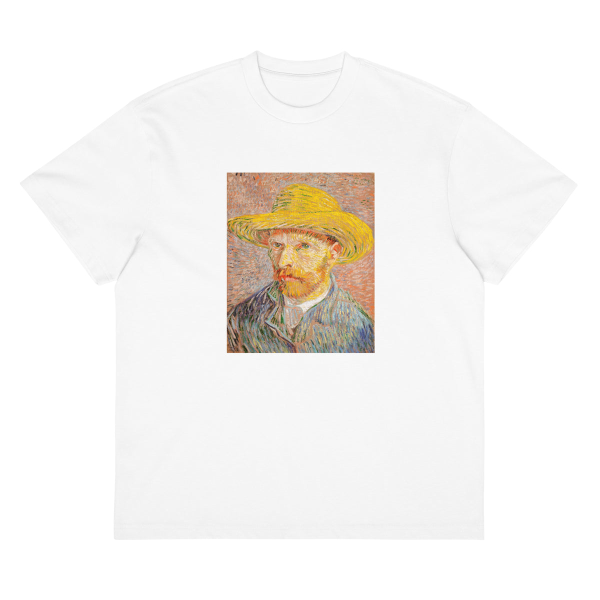White T-shirt Self-Portrait With A Straw Hat Signature