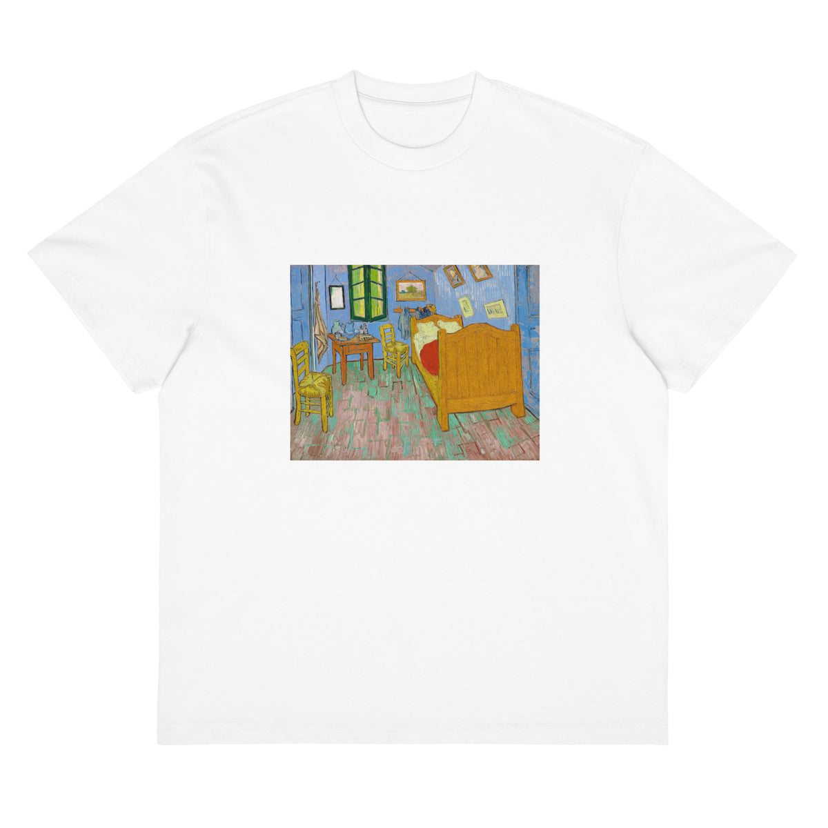 White T-shirt Vincent Van Gogh S The Bedroom Famous Painting Signature