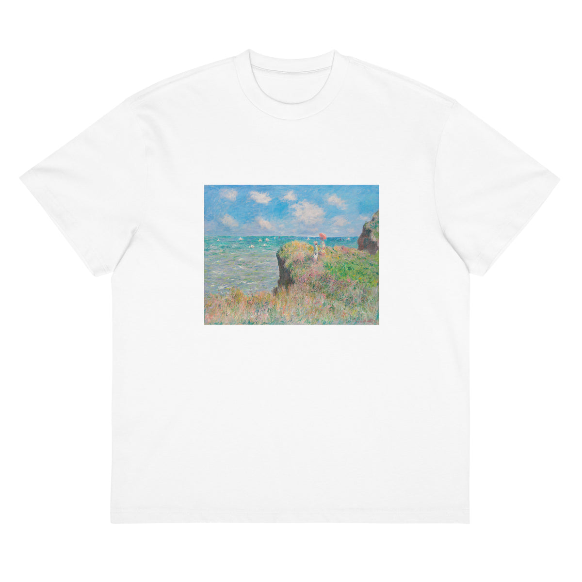White T-shirt Cliff Walk At Pourville Signature