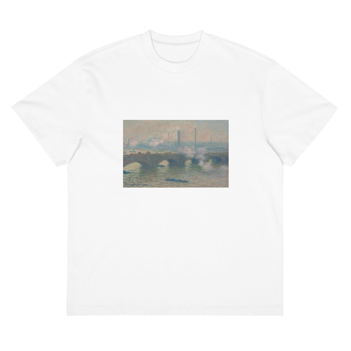 White T-shirt Waterloo Bridge Gray Day Signature