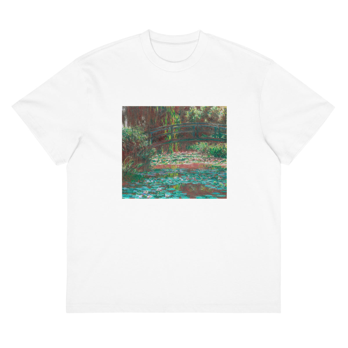 White T-shirt Water Lily Pond Signature