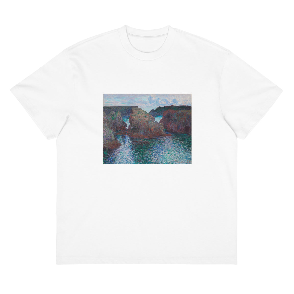White T-shirt Rocks At Port-Goulphar Belle- Icirc Le Signature