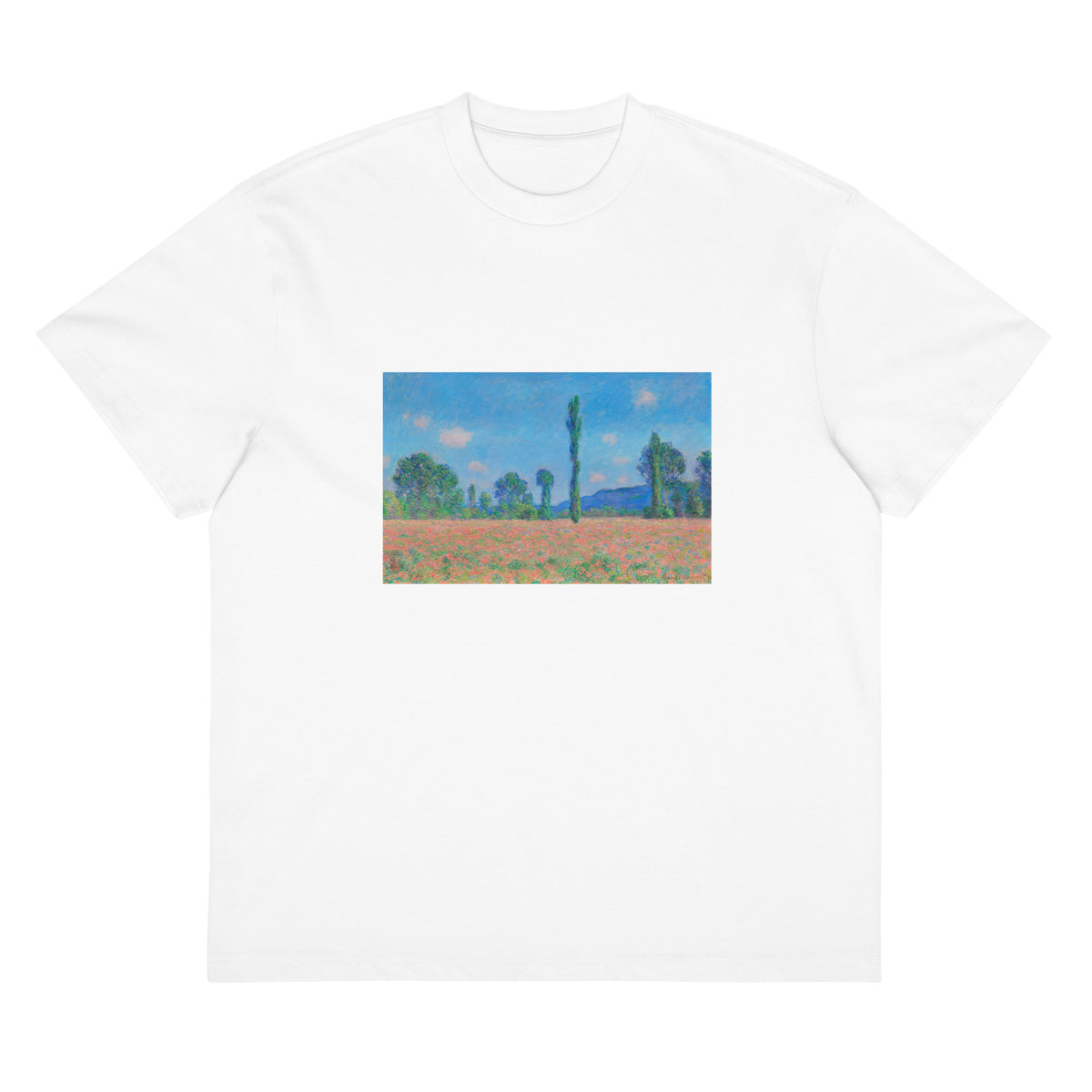White T-shirt Poppy Field Giverny Signature