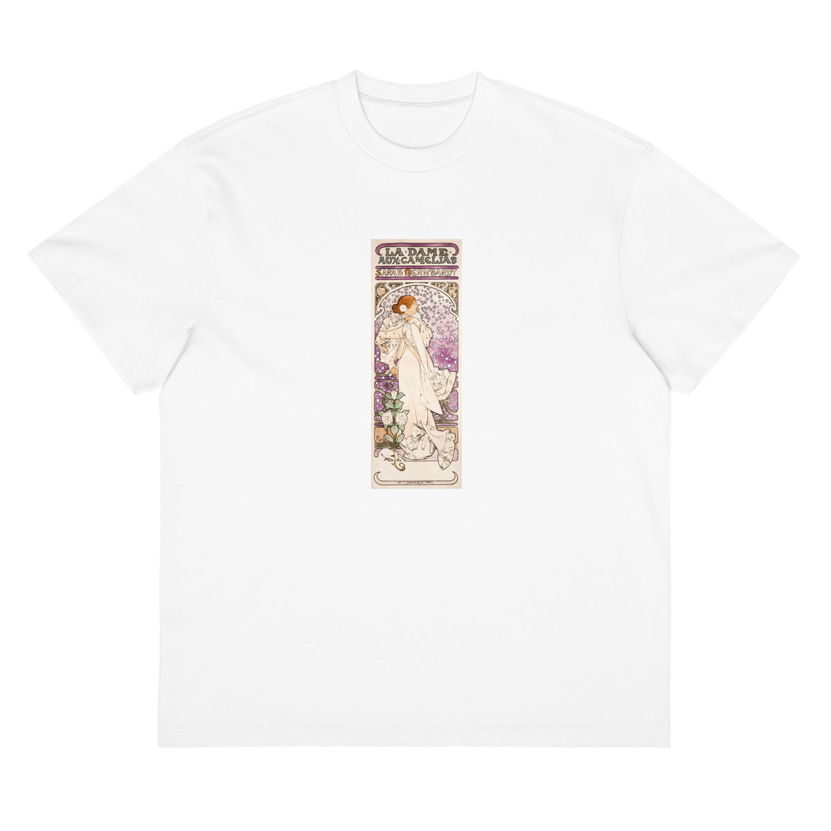 White T-shirt La Dame Aux Camelias Sarah Bernhardt Signature