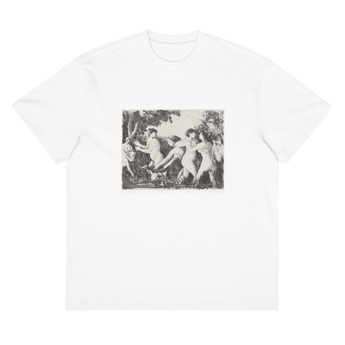 White T-shirt Bathers Wrestling Signature