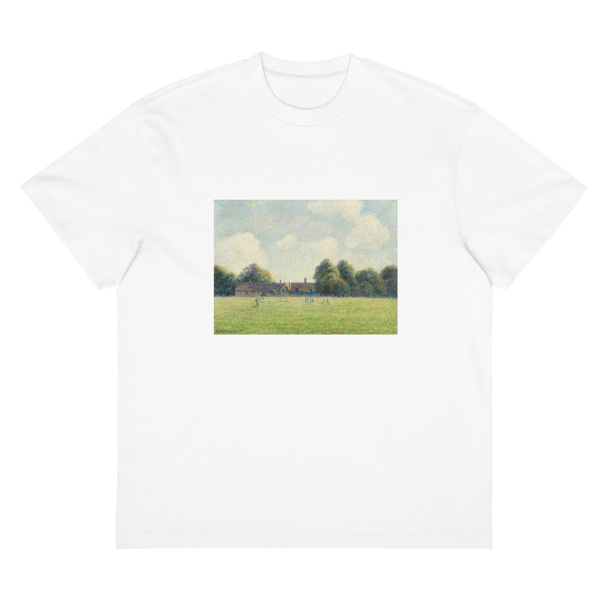 White T-shirt Hampton Court Green Signature