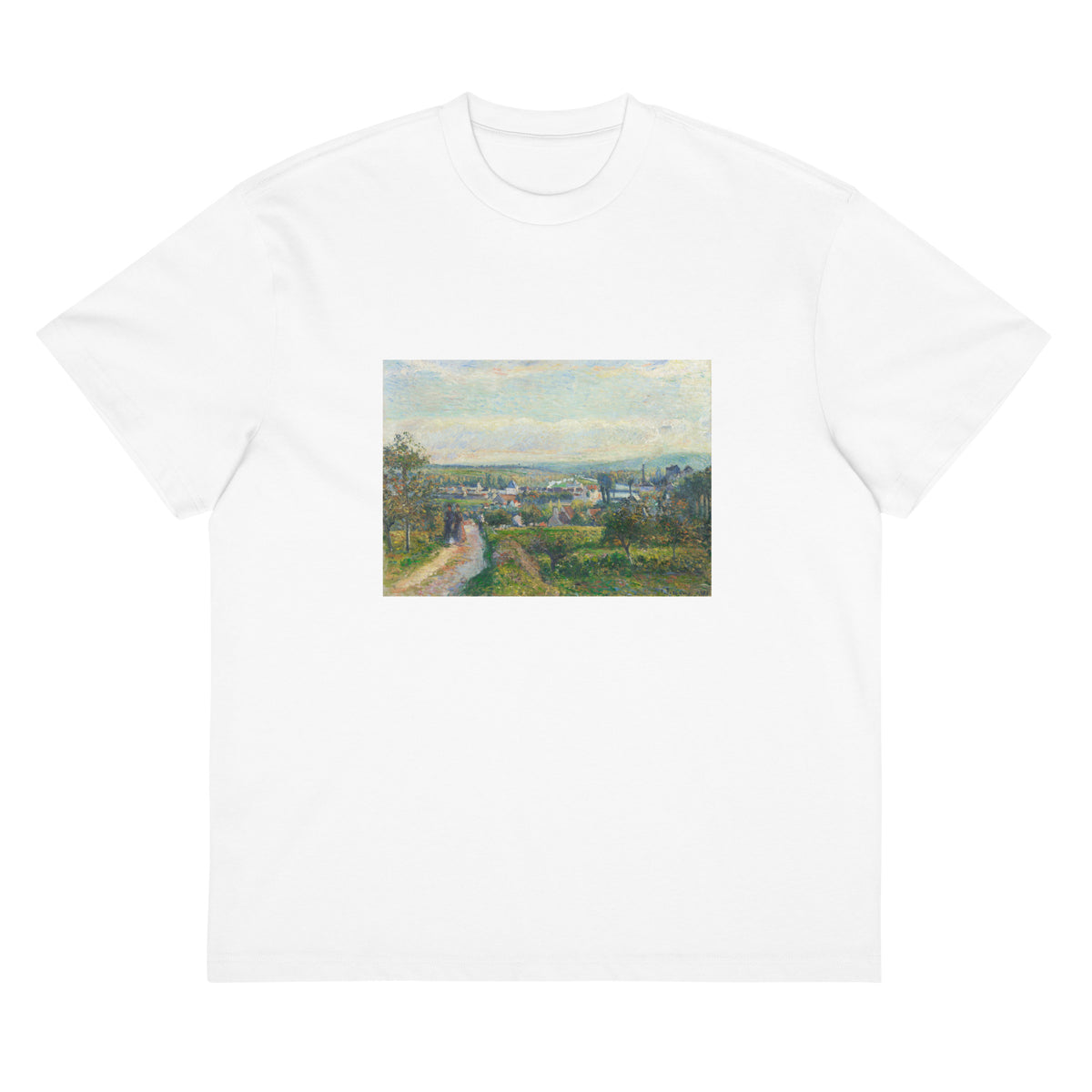 White T-shirt View Of Saint-Ouen-L Aumone Signature